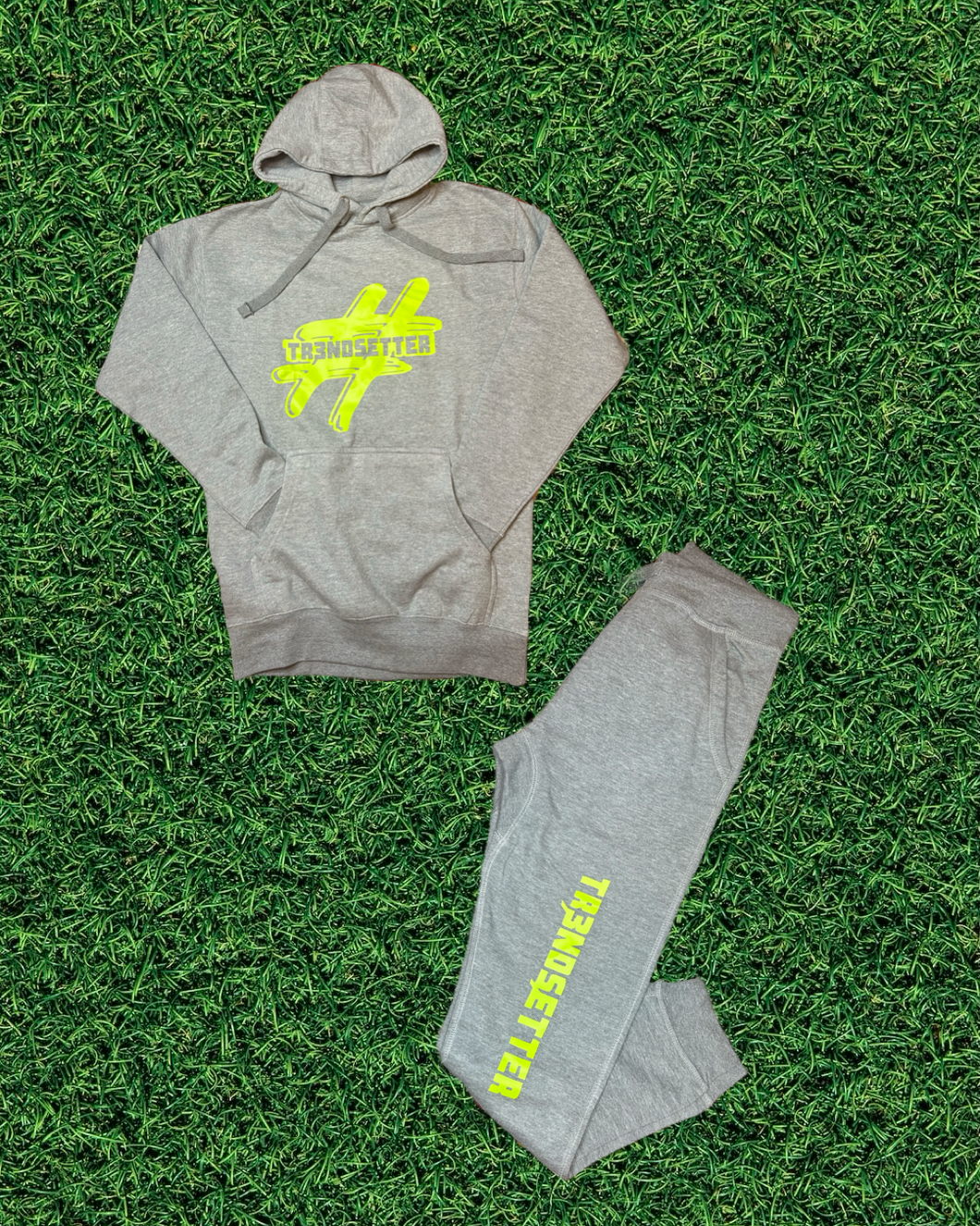 Adult Gray & Lime Green Jogging Suit