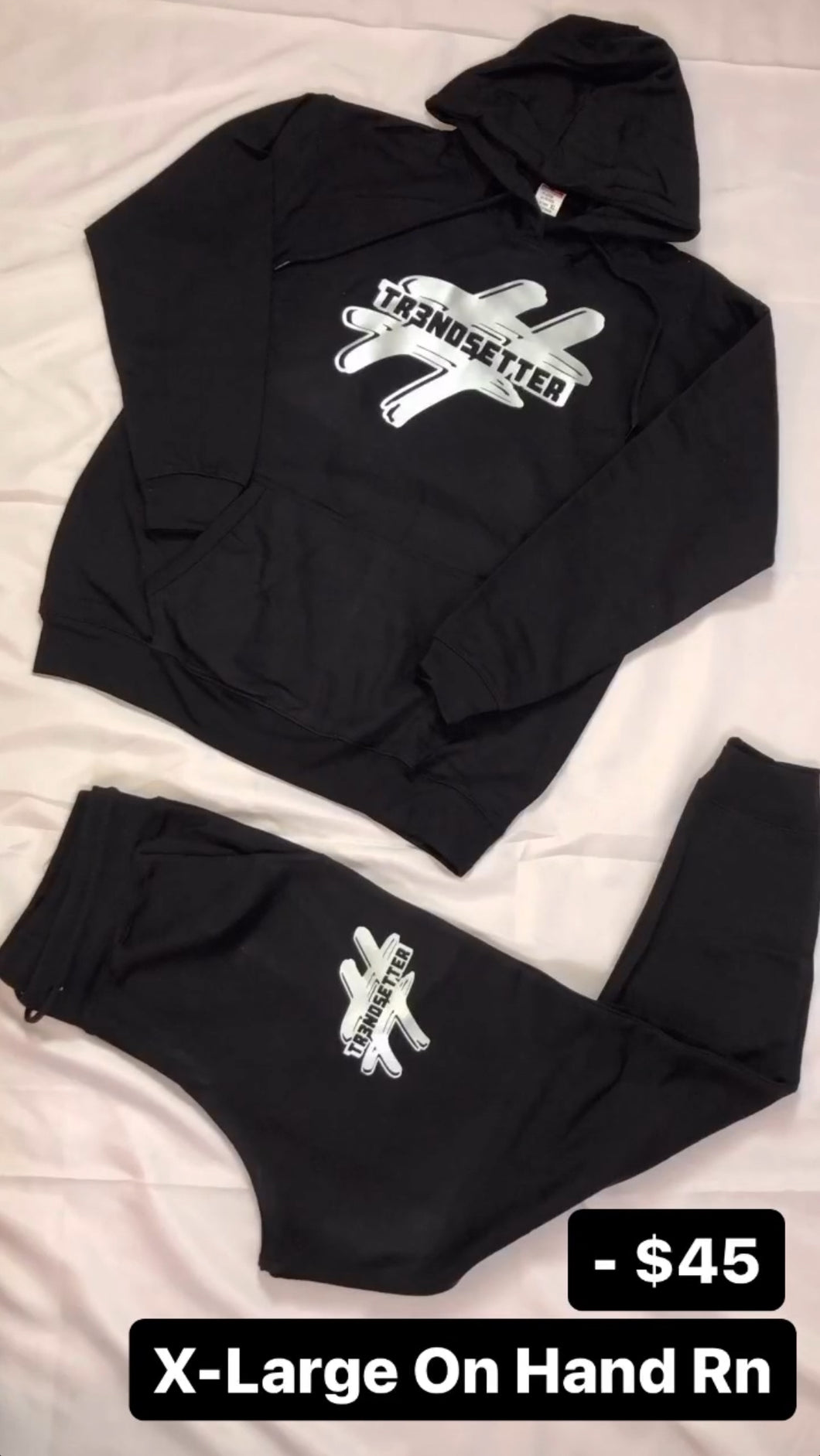 Adult Black & Silver Jogging Suit