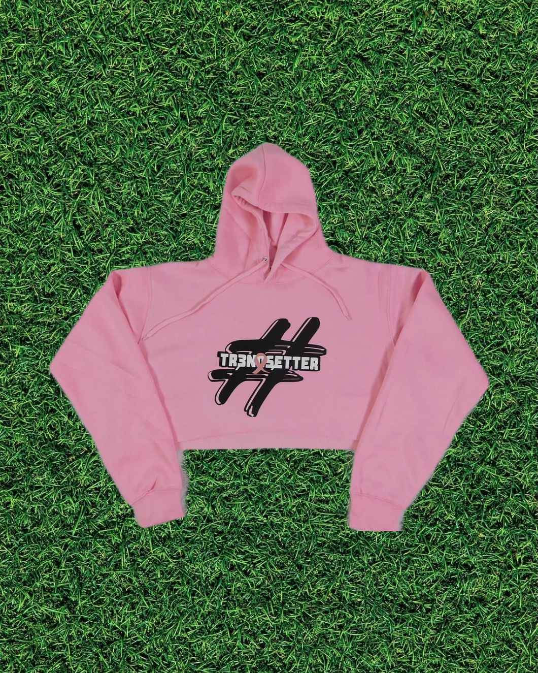 Adult Pink Breast Cancer Cropped Hoodie