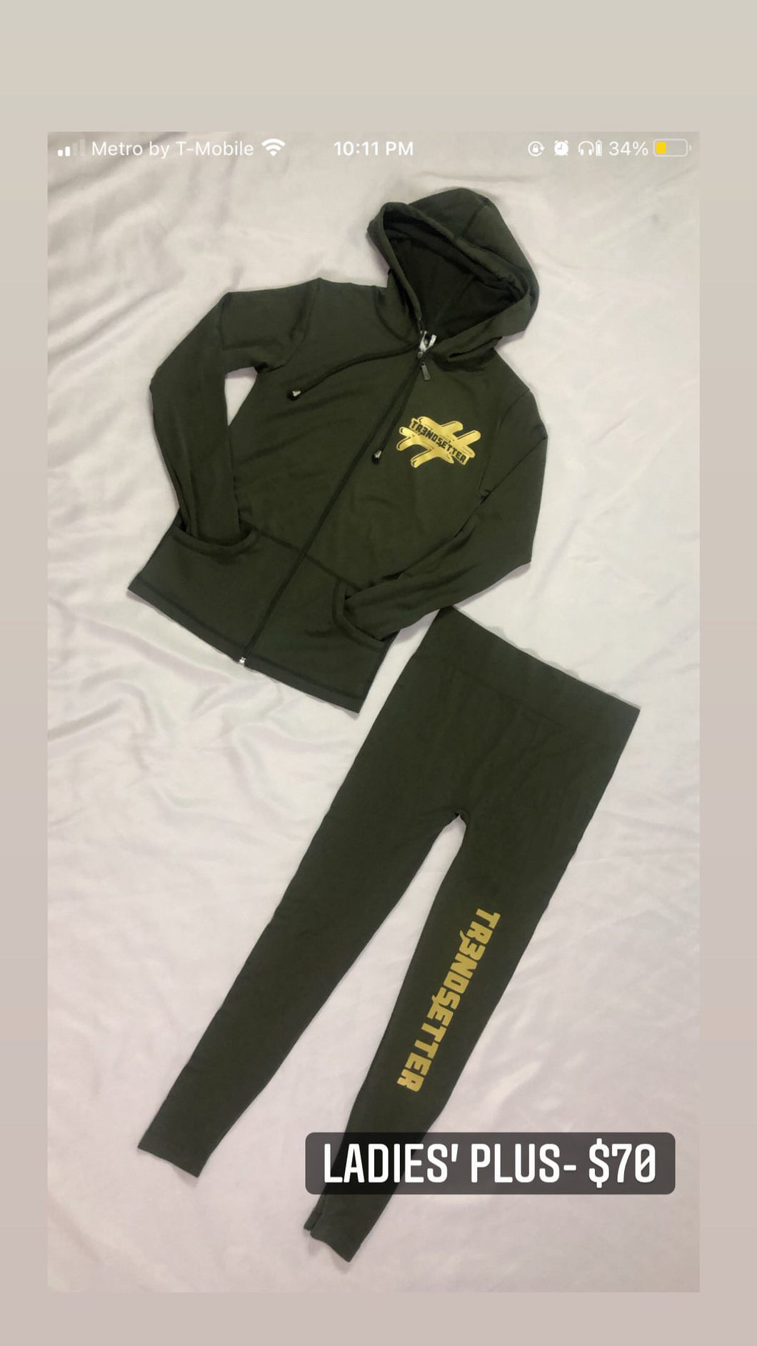 Ladies’ Olive Green & Gold Leggings Set